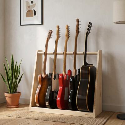 ふるさと納税 横手市 WOOD WORKS ギタースタンド エレキギター・ベース用5本掛【本体:ナチュラル】 |  | 01