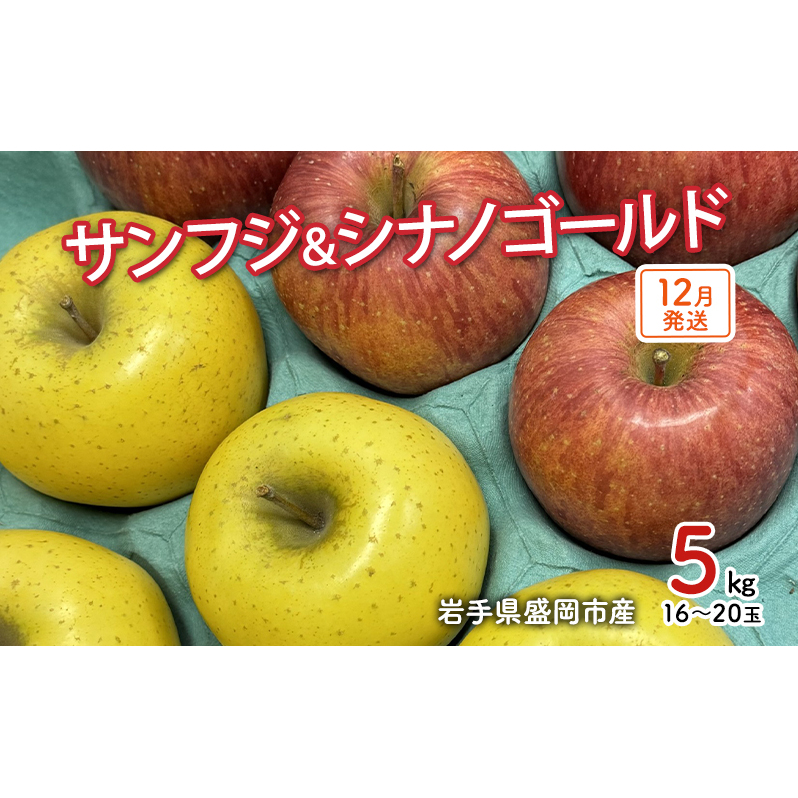 【12月発送】盛岡市産 田村ふぁーむ 家庭用 完熟りんごサンふじ＆シナノゴールド5kg（14～20玉）