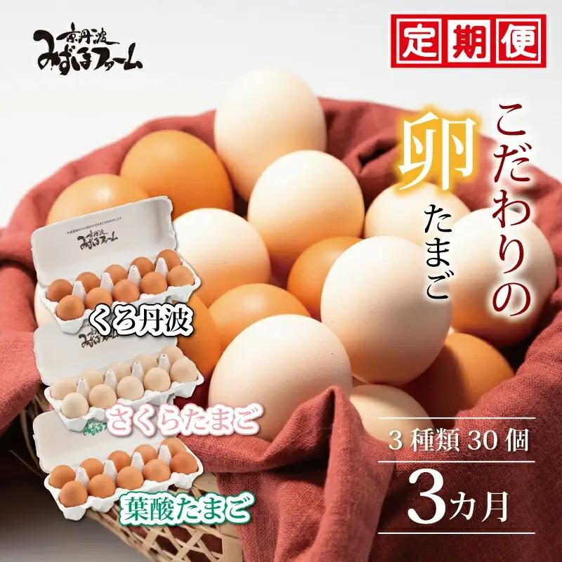 【定期便3ヶ月】3種類卵 みずほたまご 30個｜たまご