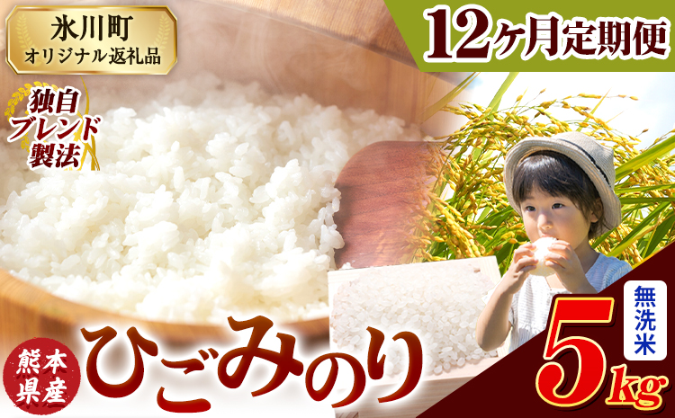 【12ヶ月定期便】ひごみのり 無洗米 熊本県産 ブレンド米 5kg 熊本県産 ふるさと納税  精米 米 こめ ふるさとのうぜい コメ お米 おこめ《申込み翌月から発送》