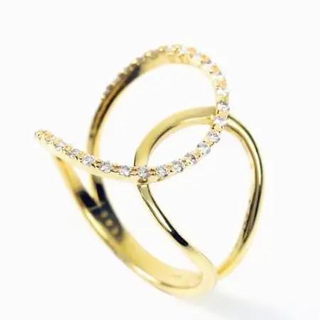 K18 0.20CT ダイヤモンドリングクロスオーバーデザイン R3780DI-Y #7【配送不可地域：離島・沖縄県】【1754878】