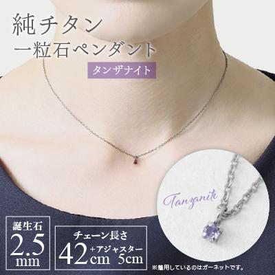 ふるさと納税 弥彦村 純チタンタンザナイトの一粒石ペンダント 誕生石 ネックレス 変色しにくい ギフト 新潟県 弥彦村