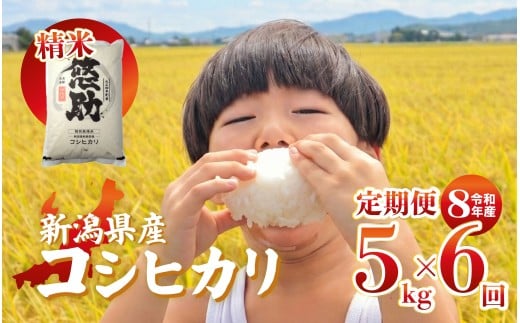 先行予約 令和8年産 コシヒカリ 定期便 5kg 6回 30kg 特別栽培米 コンテスト 入賞 【 コンテスト 入賞米 米 おこめ お米 ブランド米 ご飯 ごはん オニギリ お弁当 kome 送料無料 数量限定 農家直送 産地直送 国産 川瀬農園 四代目 悠助 新潟 新発田 kwsKH005_202609  】　
