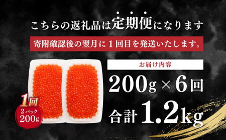 【6ヶ月定期便】いくら?油漬け (北海道産原料使用) 100g×2パック 合計1200g