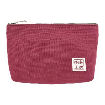 ふるさと納税 加東市 帆布工房　舟型ミニポーチ(ダークレッド)約12×21×5cm