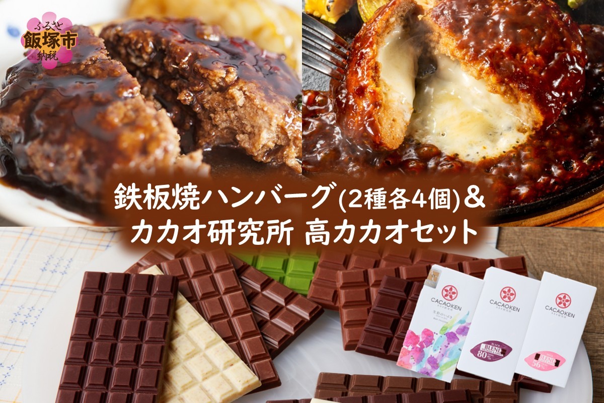 
                  鉄板焼ハンバーグ(2種各4個)＆カカオ研究所 高カカオセット【B-242】
                