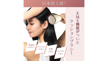 WAVEWAVE EMS Brush Air クッションブラシ ピンクゴールド EMS ブラシ クッションブラシ マイクロカレント マイナスイオン 赤色LED 潤い 艶 光エステ ヘアブラシ 頭皮ケア