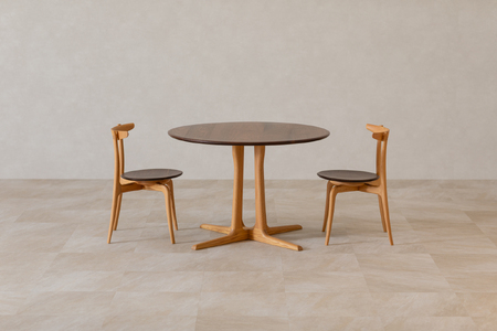 円形 ダイニング テーブル ウォールナット材 レッドオーク材 天然無垢 起立木工 藤枝家具 キッチン日用品 木材 木工 おしゃれ 家具 雑貨 インテリア 机 つくえ デスク 静岡県 藤枝市 ( 人気テ