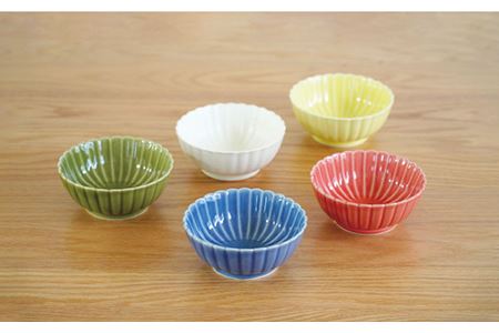 【波佐見焼】花しのぎ 丸小付 小鉢 5色セット（白・薄青・薄緑・薄黄・薄赤） 食器 皿 【団陶器】 [PB90] 波佐見焼