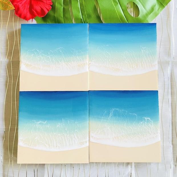 海のインテリアアートパネル étude オーシャンブルー(15cm × 15cm)