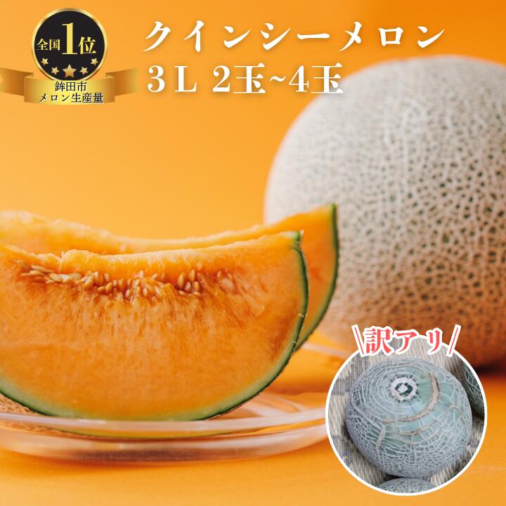 【ふるさと納税】 【訳あり】クインシーメロン（3L×2玉～4玉）