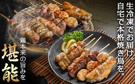 【お中元】職人串打ちの本格焼き鳥66本!!_MJ-3312-SG_(都城市) 焼鳥串 生冷凍串 冷凍生肉 もも 皮 手羽 小肉 砂肝 ぼんじり ねぎま ハラミ せせり つくね ふりそで 6本入り 11