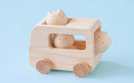 コロコロバス3匹セット(イヌ・ネコ・ウサギ)【2歳・3歳・おもちゃ・無塗装・知育玩具】　030-041