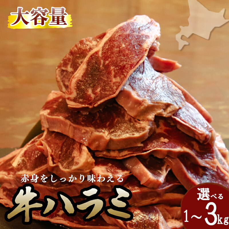 【ふるさと納税】＜レビューキャンペーン＞牛ハラミ 選べる 内容量 | 牛 牛肉 ビーフ 肉 お肉 精肉 厚切り スライス 熟成 冷凍 大容量 焼肉 BBQ バーベキュー おかず おつまみ 1kg・2kg・3kg 厚さ約8mm 北海道 滝川市
