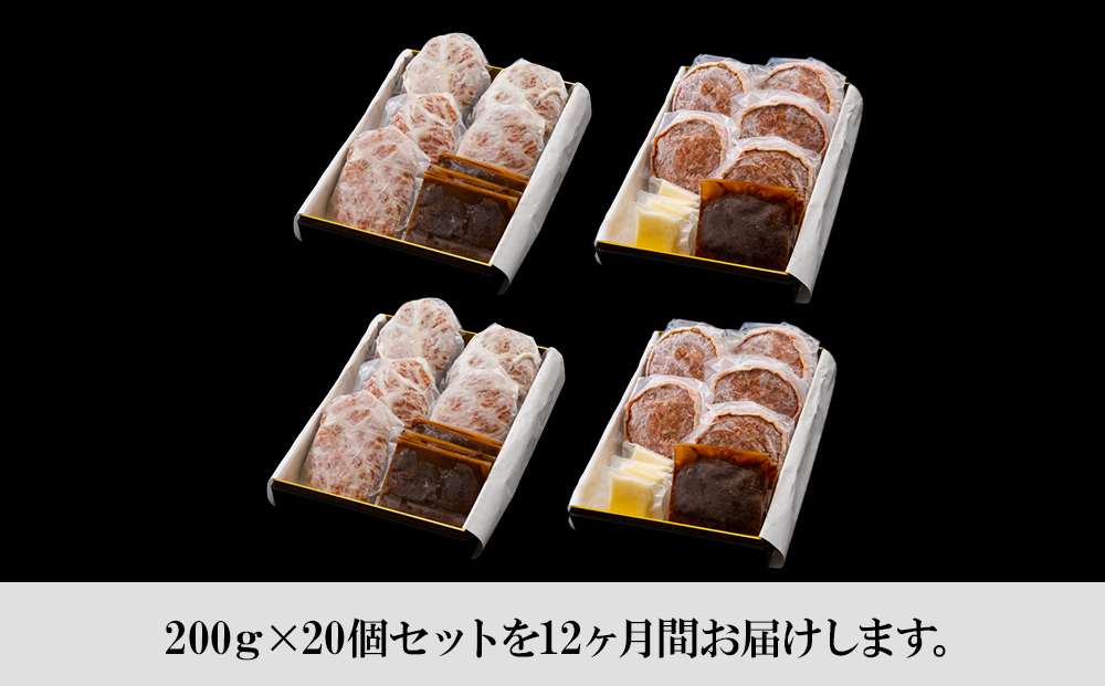 定期便12カ月 お楽しみ 白老牛 2種 食べ比べ ハンバーグ セット 合計20個 モッツァレラ ベーコン 網脂 特製ソース 手造り BY111_イメージ4