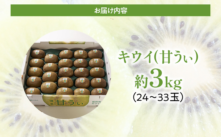 期間限定 福岡県産ブランドキウイ「甘うぃ」約3kg（24-33玉）美容 健康 ビタミンC キウイフルーツ 南国フルーツ CO015