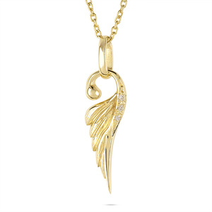 ネックレス 18金 18k メンズ フェザー 羽根 ダイヤモンド ペンダントトップ 羽 イエローゴールドK18 ゴールド シンプル ジュエリー 普段 使い 190523100dym-s SWAA333