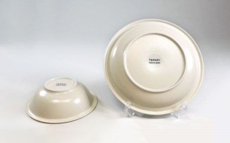 【美濃焼】AirStack ボウル M・プレートL 2色セット（ホワイト＆グリーン）【丸利玉樹利喜蔵商店】食器 皿 鉢 パスタ皿 カレー皿 サラダボウル スープボウル ワンプレート ランチ ディナー 