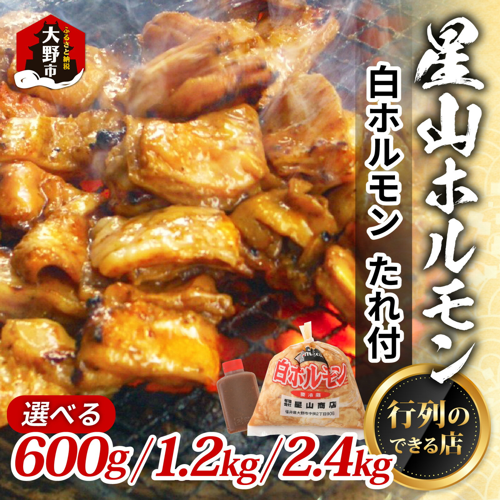 【ふるさと納税】【全国ホルモン大会初代優勝】 星山ホルモン 白 ホルモン 600g / 1.2kg / 2.4kg （たれ付）【行列のできるお店】[A-066001] |焼き肉 牛肉 豚肉 優勝 日本一 老舗 自家製 青空レストラン 鉄板 もつ煮 もつ もつ鍋 ホルモン鍋 ホルモン煮込み ホルモン焼き