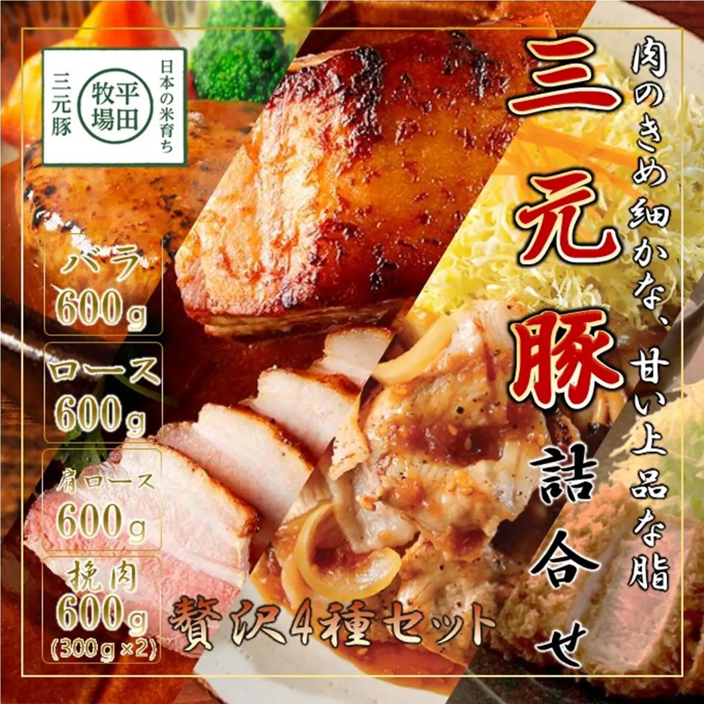 【FN】日本の米育ち平田牧場三元豚ブロック･挽肉詰合せ（４種）