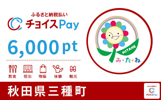 
三種町チョイスPay 6,000pt（1pt＝1円）【会員限定のお礼の品】
