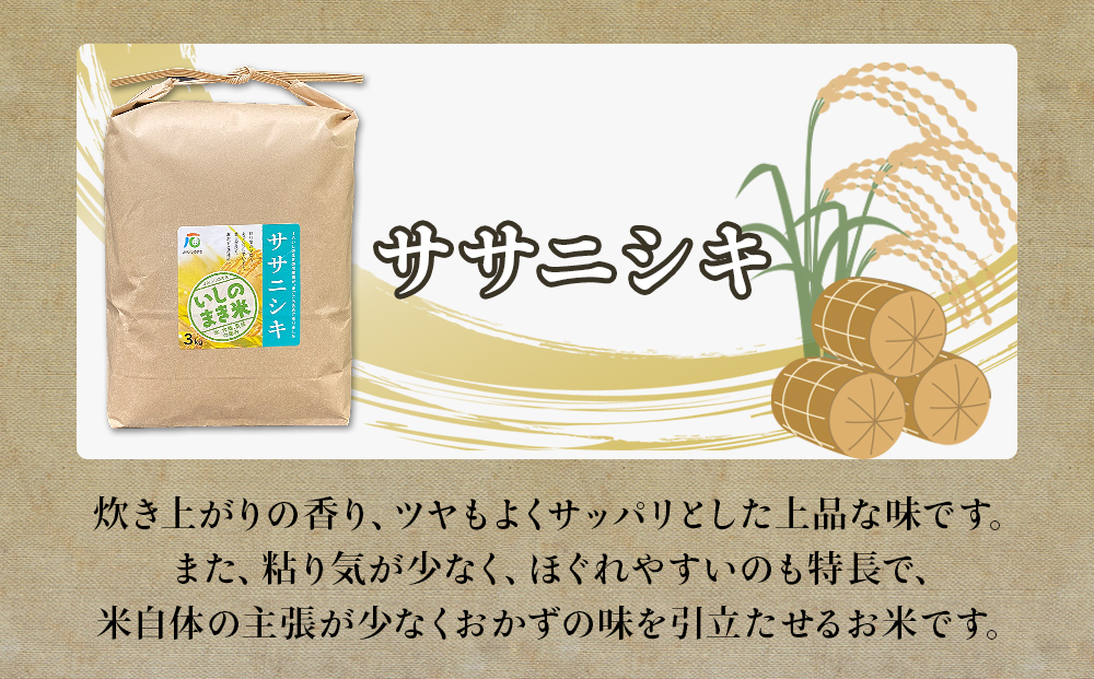 ＜定期便3回・毎月発送＞ ササニシキ いしのまき産米 精米 9kg 3kg×3回