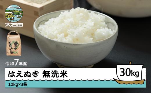 米 令和7年産 はえぬき 無洗米 30kg 10kg×3袋 3月上旬発送 山形県産 東北 ap-hamxa10x3-3f