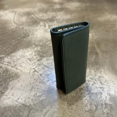 ふるさと納税 大木町 イタリアンバケッタレザーの三つ折りキーケース/グリーン　BK056
