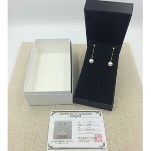 K18 あこや真珠7.5㎜チャーム　ピアス