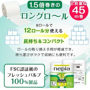 ネピアプレミアムソフトトイレットロール8ロールダブル　45m　無香料(8パック)トイレットペーパー【1209624】