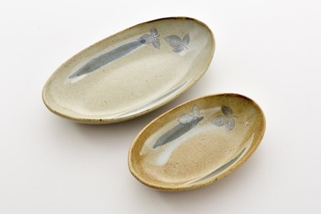 焼物 皿 真葉手 楕円鉢 大小 2枚 セット 焼物 お皿 おさら