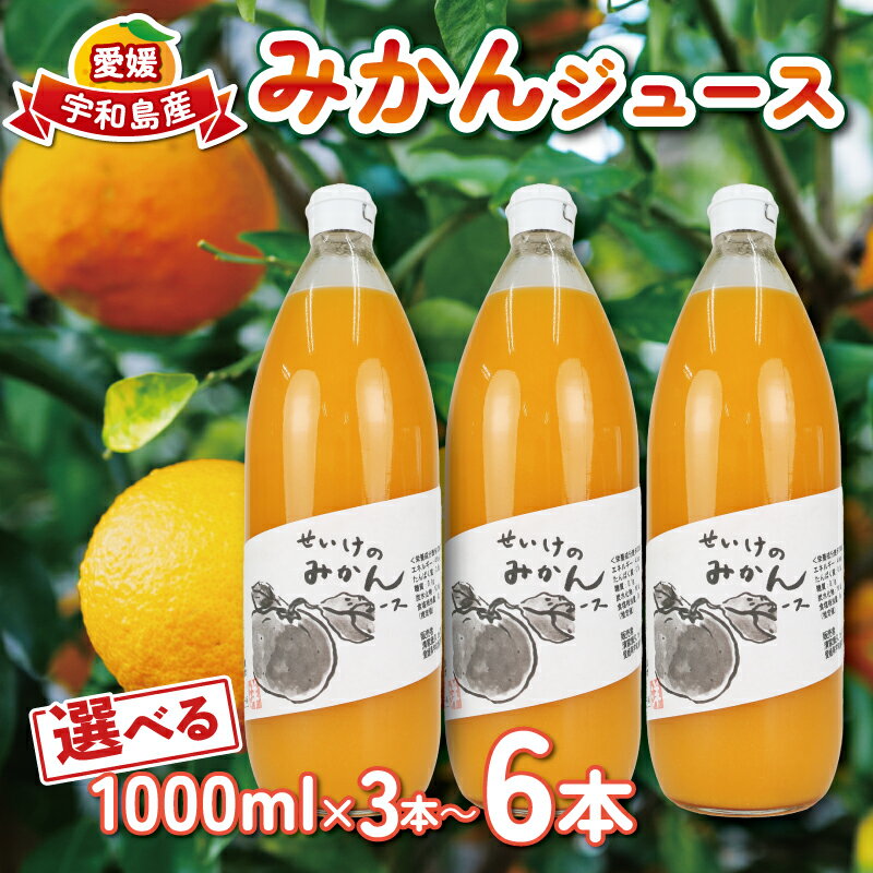 【ふるさと納税】 みかんジュース 選べる 容量 1,000ml× 3本 ~ 6本 清家 100％ジュース ストレートジュース ストレート 柑橘 みかん 温州みかん ジュース mikan ミカン 爽やか 愛媛ミカン 甘い 温州 愛媛みかん 愛媛県産 果汁 飲料 果物 くだもの フルーツ 国産 愛媛 宇和島