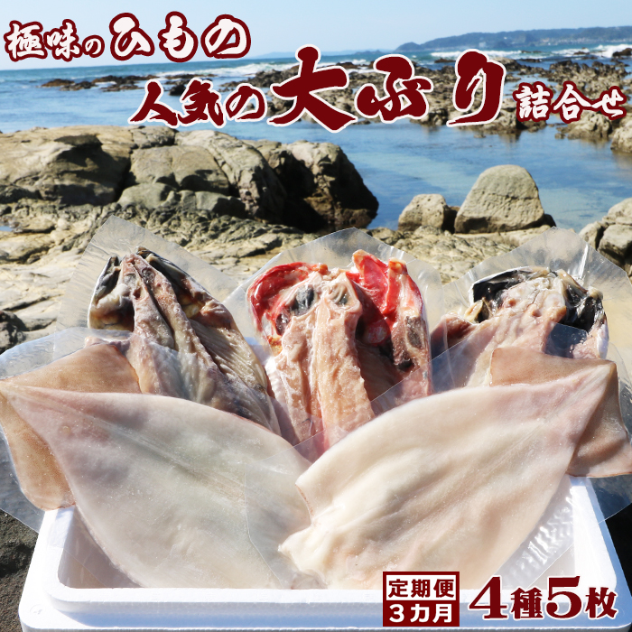 【極味の定期便】特選！人気ひもの詰合せ 大ぶり３種＋いか一夜干し２枚 × 選べる３カ月《毎月発送》　[0038-0004]