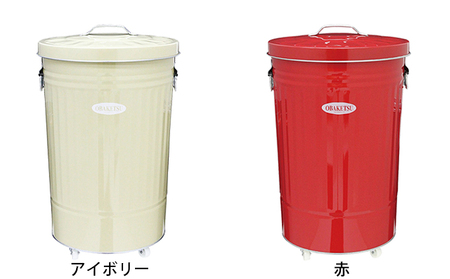 ゴミ箱 オバケツ バケツ職人が作る ダストボックス 42L キャスター付 国産 雑貨 日用品 トタン 屋外 赤