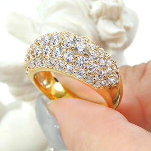 160-9-1 指輪 K18YG イエローゴールド ダイヤモンド 計2.0ct パヴェ リング 幅広【f046-k18yg】