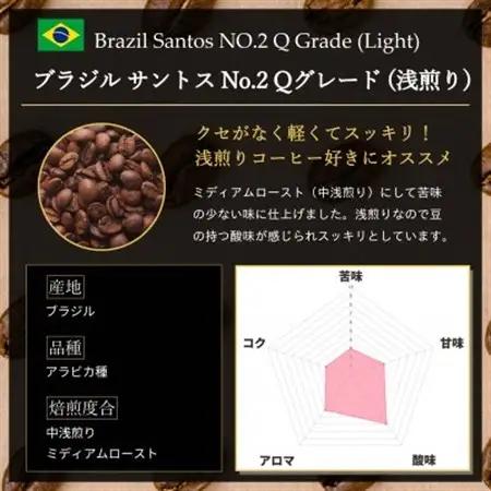 コーヒー豆 スペシャリティ Qグレード認証豆 ブラジル サントス No.2 浅煎り 500g【1620922】