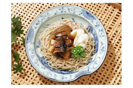 鮎甘露煮の蕎麦セット（温そば・冷やしとろろそば各2人前）(B629-2)