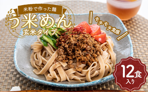 
グルテンフリー 米粉で作った麺「う米めん」玄米タイプ12食入り F21T-245
