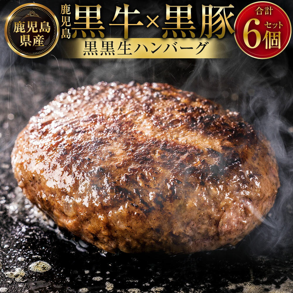 【ふるさと納税】鹿児島黒牛×黒豚 黒黒生ハンバーグ 6個セット（140g×各3個） 計840g 生ハンバーグ ハンバーグ 鹿児島黒牛 黒牛 黒毛和牛 和牛 牛肉 鹿児島黒豚 黒豚 豚肉 食べ比べ セット 詰め合わせ 肉加工品 加工食品 お取り寄せ 冷凍 国産 福岡県 太宰府市 送料無料