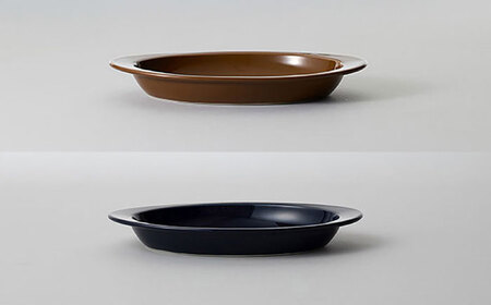 【波佐見焼 マルヒロ】HASAMI SEASON 01 オーバルプレートセット（4点）ブラウン×ネイビー [EB150] 波佐見焼