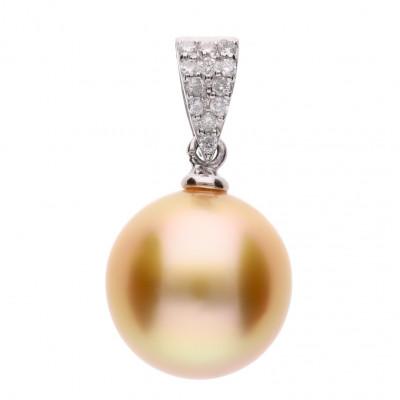 ふるさと納税 神戸市 【星涼し】ゴールデンパール(南洋真珠) ダイヤモンド PT900 プラチナ ペンダントトップ