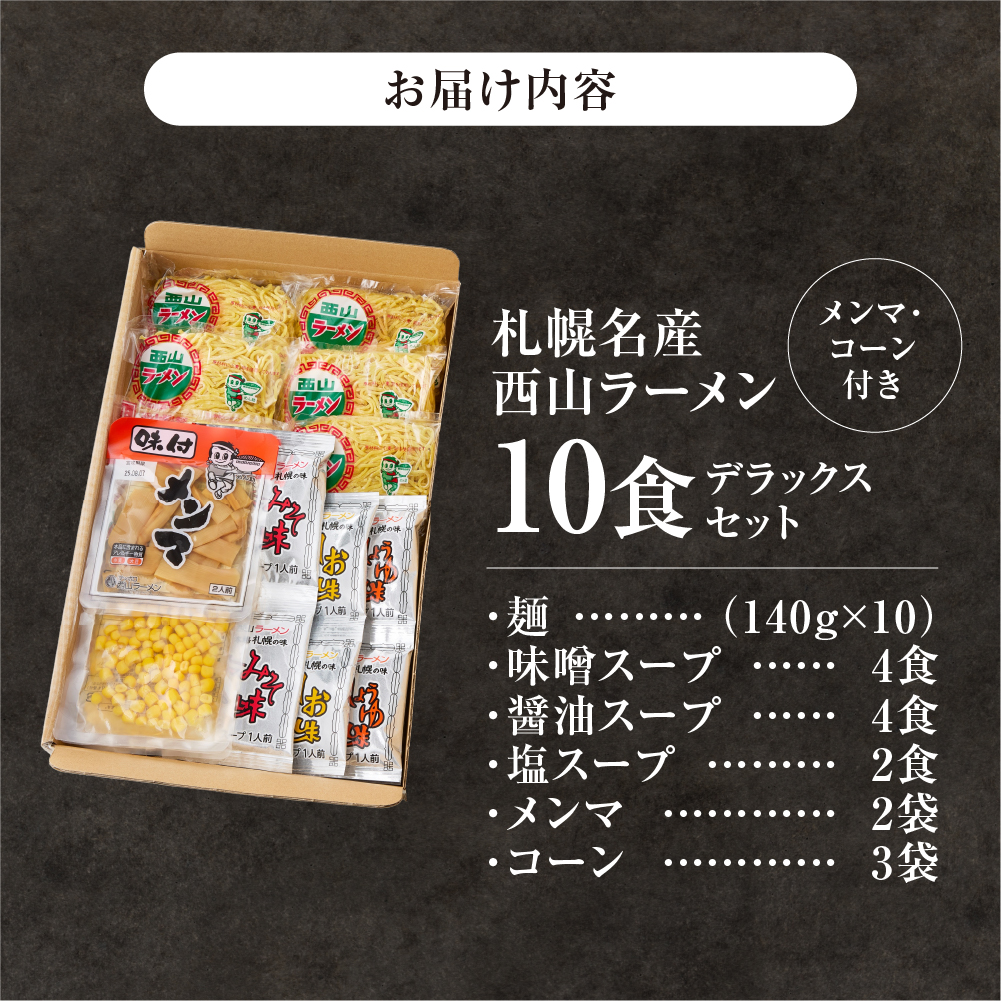西山ラーメン　札幌名産西山ＬＬ１０食デラックスセット