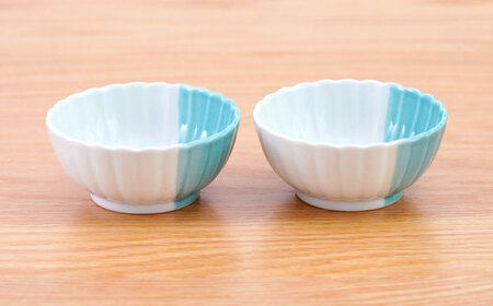 【波佐見焼】花しのぎ 丸小付 ハーフカラー ミント 2個セット【団陶器】[PB200]