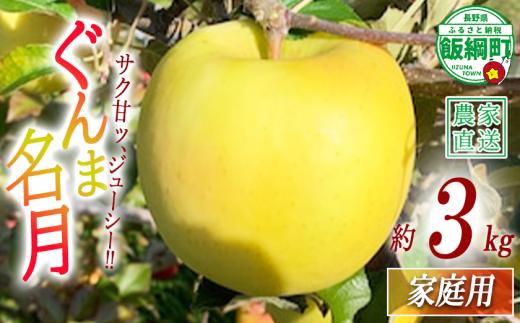 りんご ぐんま名月 家庭用 3kg ファームトヤ 沖縄県への配送不可 2026年11月中旬頃から2026年12月下旬頃まで順次発送予定 令和8年度収穫分 信州 果物 フルーツ リンゴ 林檎 名月 長野 予約 農家直送 長野県 飯綱町 [1423]