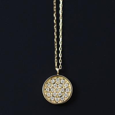 ふるさと納税 大津市 【10金 ラボダイヤネックレス 0.095ct】50cm パヴェペンダント 優しい透明感 K10