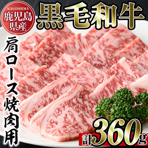 No.789 鹿児島県産黒毛和牛肩ロース！焼き肉用(計360g・180g×2パック)【アリラン飯店】