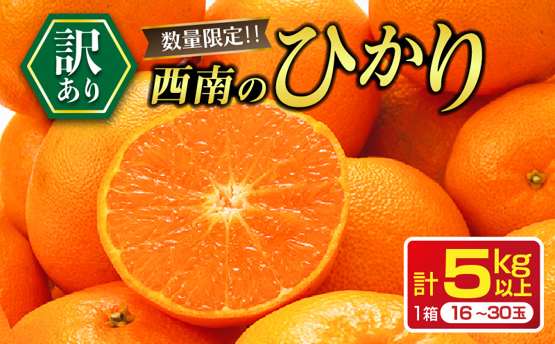 先行予約 訳あり 西南のひかり 5kg ご家庭用 みかん オレンジ フルーツ 果物 くだもの 柑橘 果実 果肉 デザート おやつ 国産 食品 おすそ分け おすそわけ 自宅用 人気 おすすめ 宮崎県 日南市 送料無料 うめぇもん祭_BA82-24