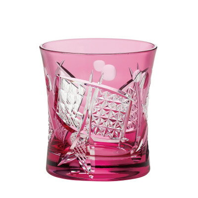 【ふるさと納税】伝統的工芸品 八千代切子 ロックグラス 280ml 赤 1個入 LS19590SAU-C679【1667392】