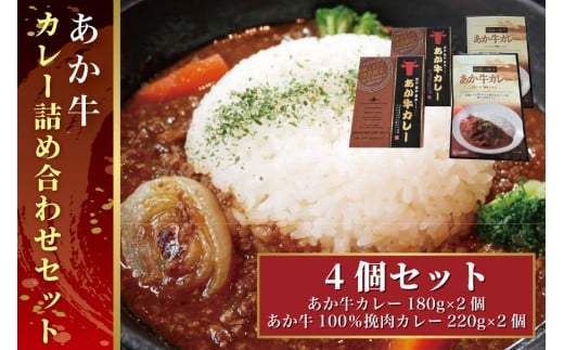 B308-18 あか牛カレー詰め合わせセット（あか牛カレー180g×2、あか牛100％挽肉カレー220g×2）