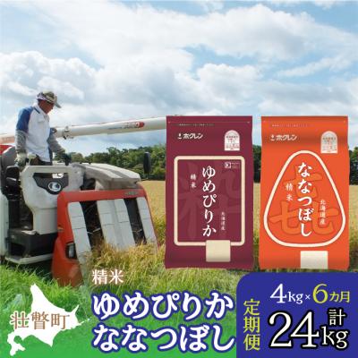 ふるさと納税 壮瞥町 【令和7年産】【 6ヶ月定期】(精米4kg)食べ比べセット(ゆめぴりか、ななつぼし) SBTD128